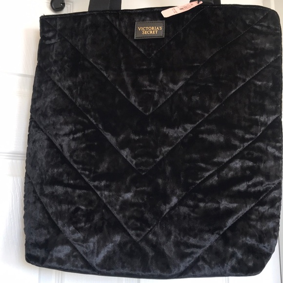 NWT Victoria’s Secret Black Velvet Shopping Tote - Picture 2 of 7
